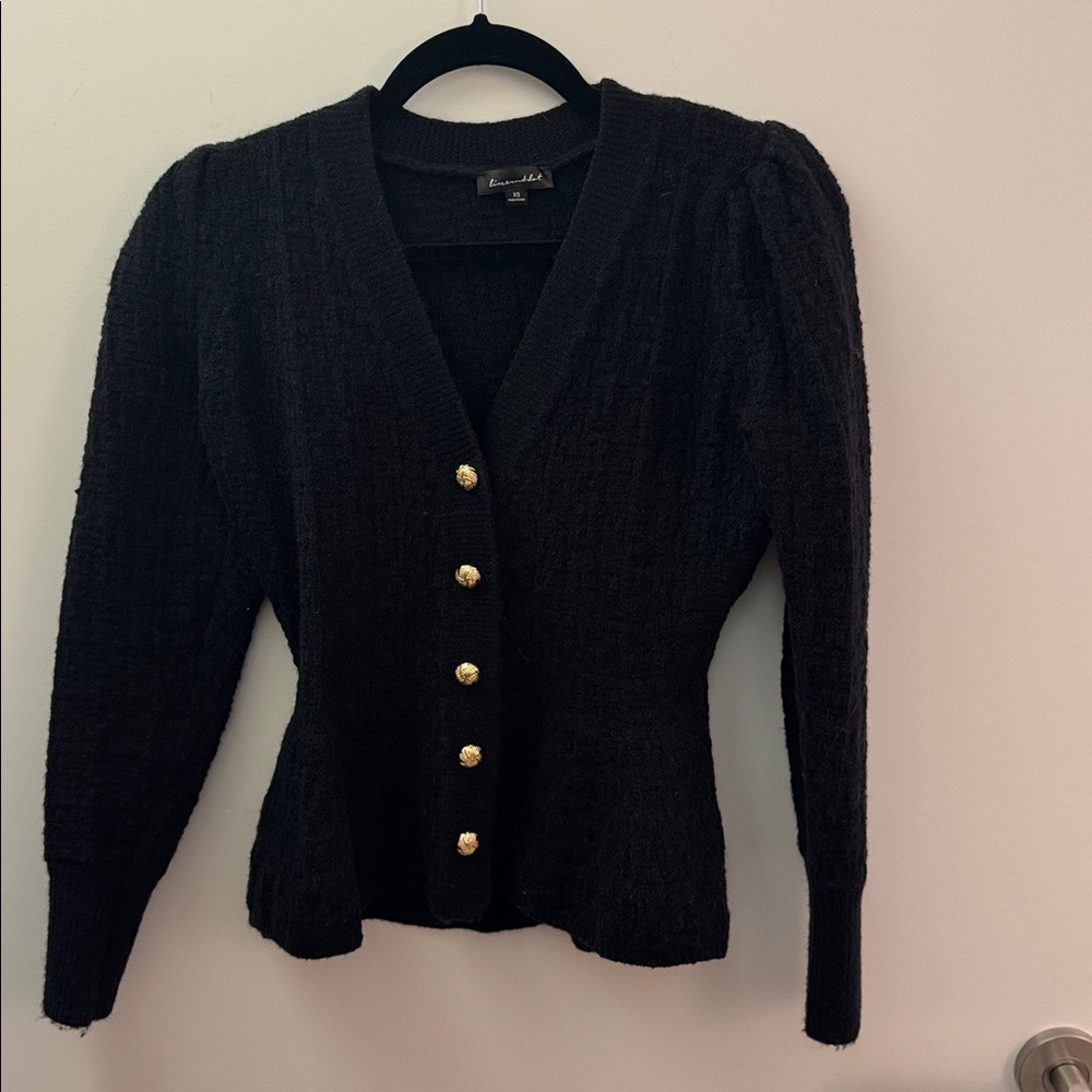 Black Cardigan with Gold Buttons